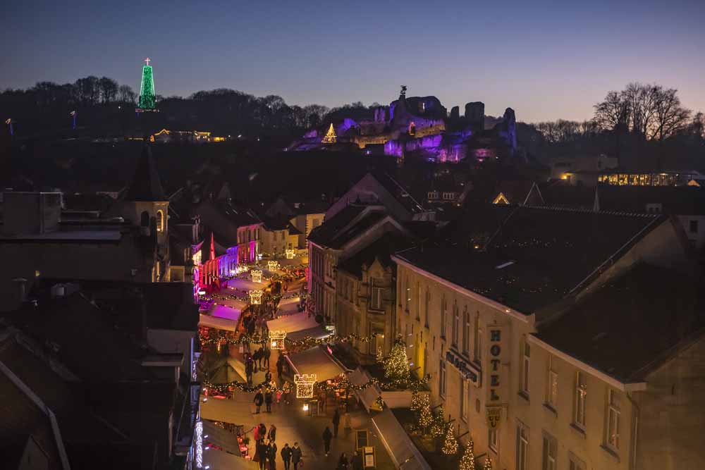 Kerststad Valkenburg bovenaanzicht